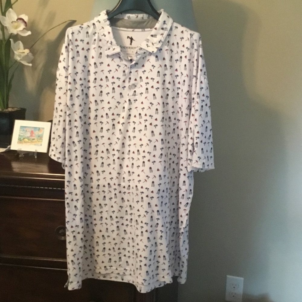 Men's White Patterned Polo Shirt